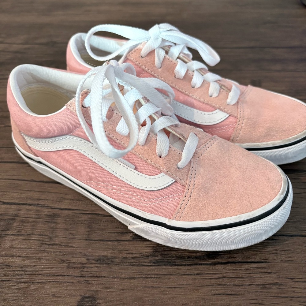Vans Light Pink and White Low-Top Sneakers